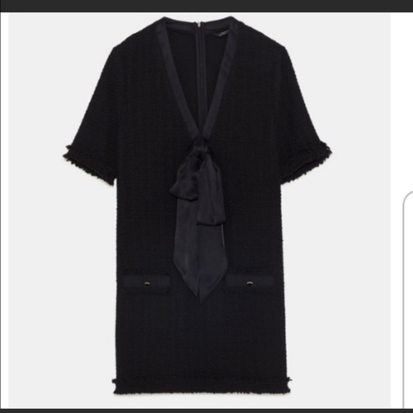 New with tags! Zara black tweed dress with bow - Picture 2 of 3